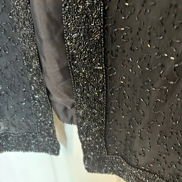 Stenay Women's Size 2X Jacket Silk Beaded Black Evening Cocktail Open Front NWT